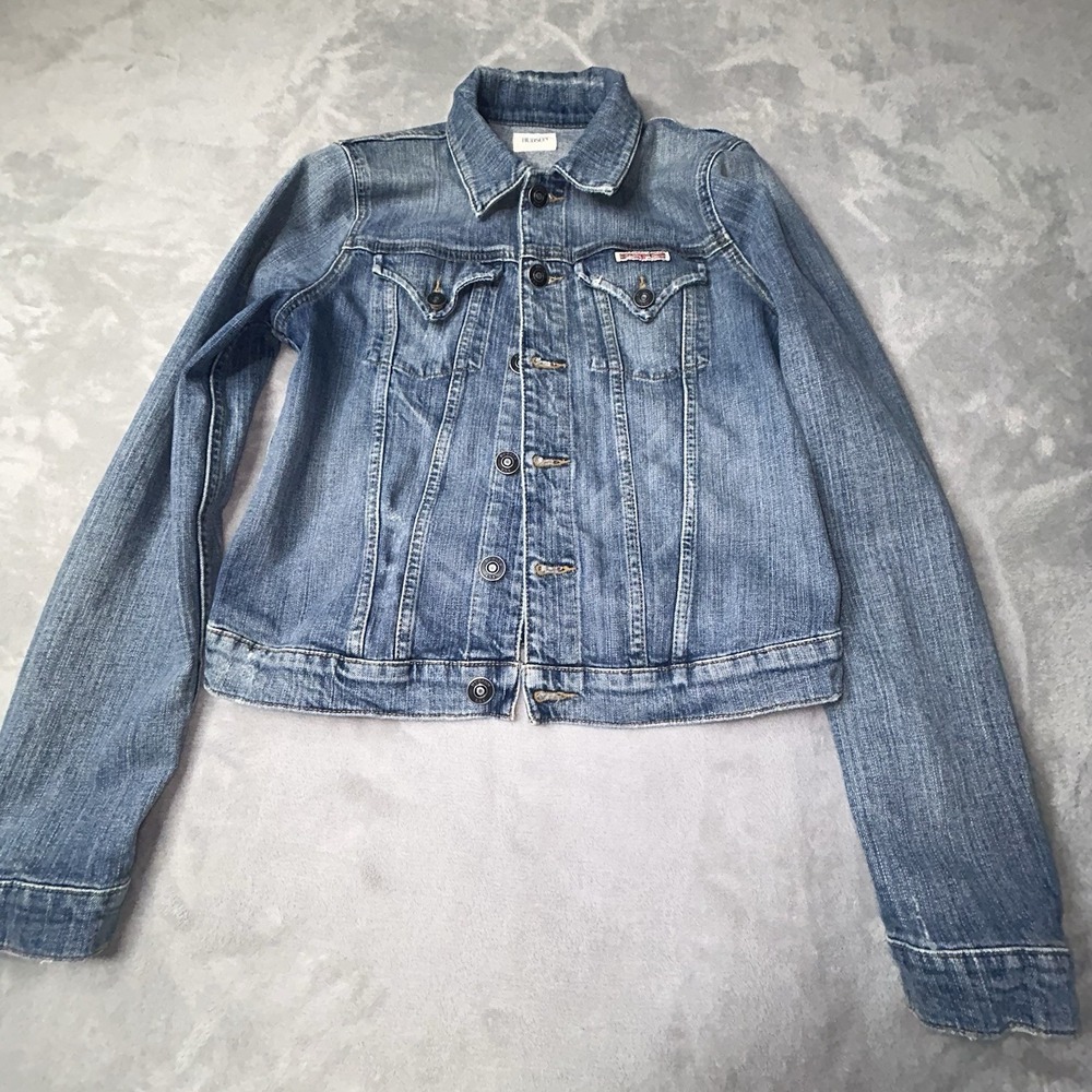 Hudson Womens Vintage Y2K Signature Trucker Jean Jacket Size Medium Blue AN EXC